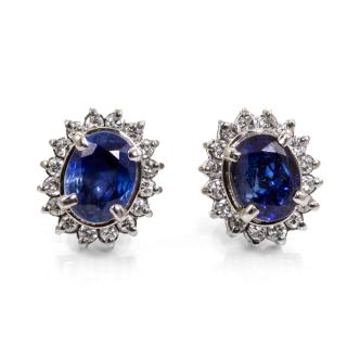 1.85ct Blue Sapphire & Diamond Earrings