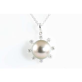 13.5 Tahitan Pearl and Diamond Pendant