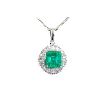 3.29ct Emerald and Diamond Pendant