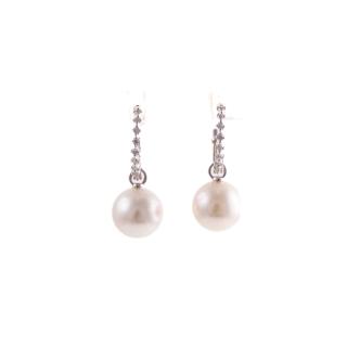 9.5mm Pearl and Diamond Earrings