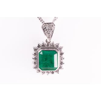 6.65ct Emerald and Diamond Pendant