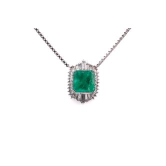 3.64ct Emerald and Diamond Pendant