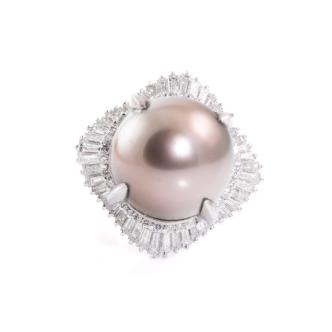 14.1mm Tahitian Pearl & Diamond Ring