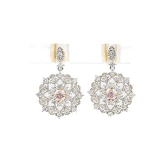 Fancy Pink & White Diamond Earrings