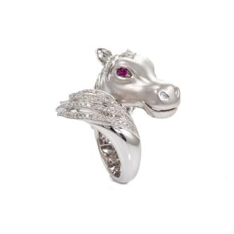 Ruby & 1.42ct Diamond Horse Design Ring