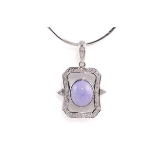 3.90ct Lavender Jade and Diamond Pendant