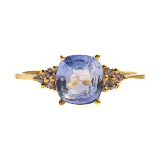 Unheated Ceylon Sapphire & Diamond Ring