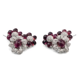 Pink Tourmaline and Diamond Earrings