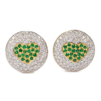 1.00ct Emerald and Diamond Earrings