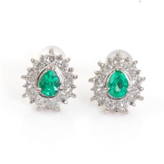 0.64ct Emerald and Diamond Earrings