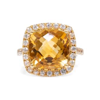 6.66ct Citrine and Sapphire Ring