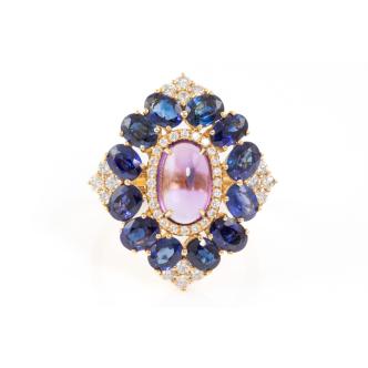 1.63ct Amethyst, Sapphire & Diamond Ring