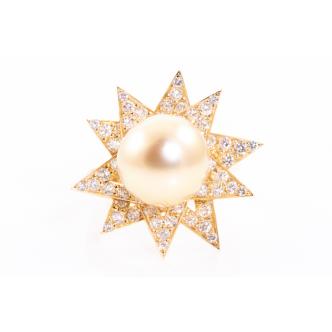 11.5mm South Sea Pearl & Diamond Ring