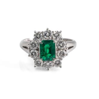 0.70ct Emerald and Diamond Ring