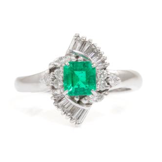 0.66ct Emerald and Diamond Ring