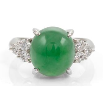 6.38ct Jade and Diamond Ring
