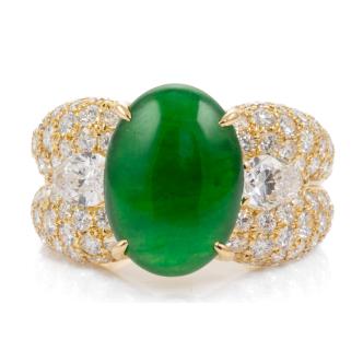 5.60ct Jade & Diamond Ring