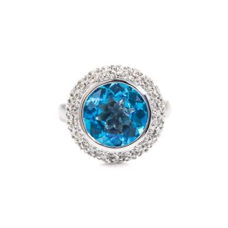 2.50ct Blue Topaz & Diamond Ring