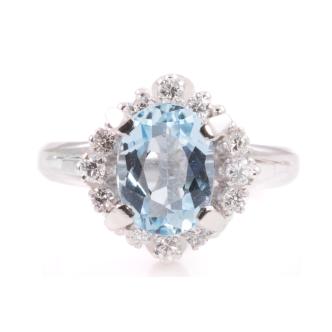 1.54ct Aquamarine and Diamond Ring