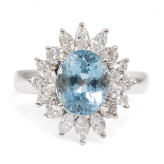 1.97ct Aquamarine and Diamond Ring