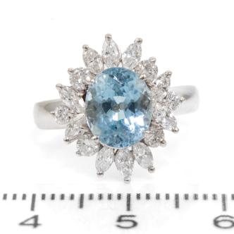 1.97ct Aquamarine and Diamond Ring
