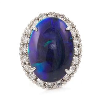 9.67ct Black Opal and Diamond Ring