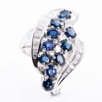 4.15ct Blue Sapphire and Diamond Ring