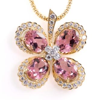 7.83ct Pink Tourmaline & Diamond Pendant