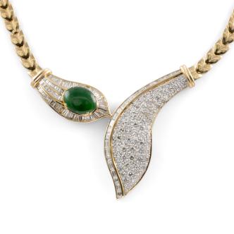 1.58ct Jade & 5.52ct Diamond Necklace