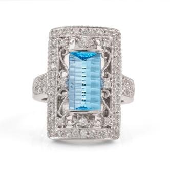 3.11ct Blue Topaz and Diamond Ring