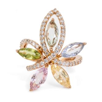 Multi-coloured Sapphire & Diamond Ring