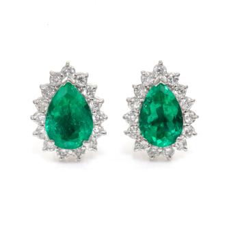 2.02ct Emerald and Diamond Earrings