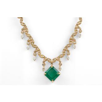 9.03ct Emerald and Diamond Necklace