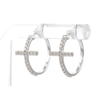 0.36ct Diamond Hoop Cross Earrings