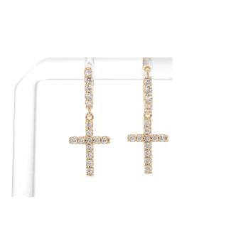 0.66ct Diamond Cross Hoop Earrings