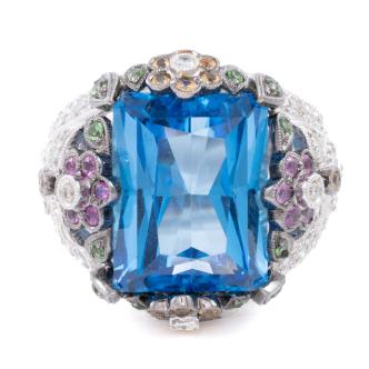 16.35ct Topaz, Sapphire & Diamond Ring