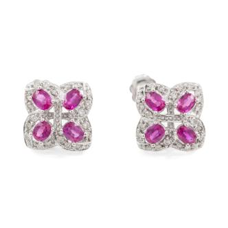 1.20ct Ruby and Diamond Earrings