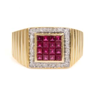 Ruby and Diamond Mens Ring