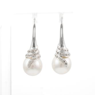11mm South Sea Pearl & Diamond Earrings