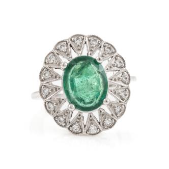 3.81ct Zambiam Emerald Diamond Ring