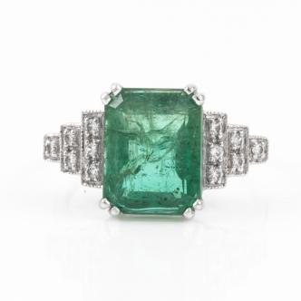 5.78ct Zambian Emerald and Diamond Ring