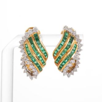 2.20ct Emerald & Diamond Earrings