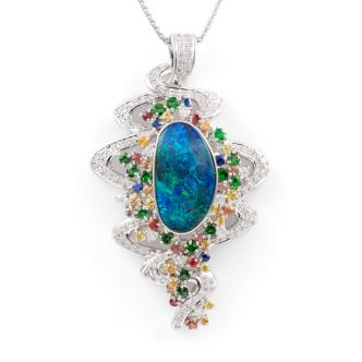 Boulder Opal, Gemstone & Diamond Pendant