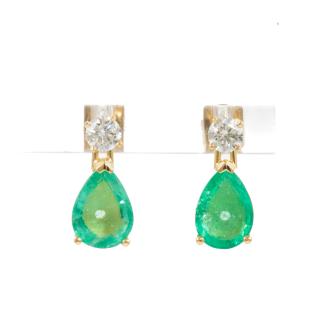 3.98ct Zambian Emerald, Diamond Earrings