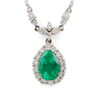 2.17ct Emerald and Diamond Pendant