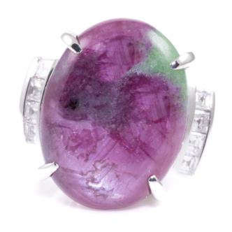 13.26ct Ruby Zoisite and Diamond Ring