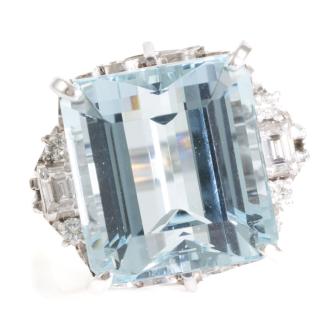 12.40ct Aquamarine and Diamond Ring