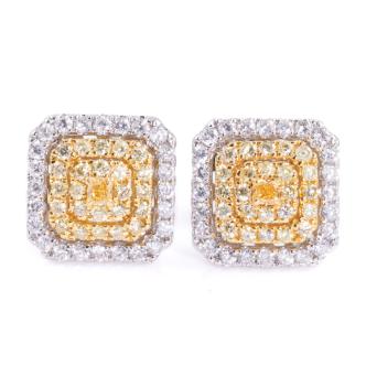1.40ct White and Fancy Diamond Earrings