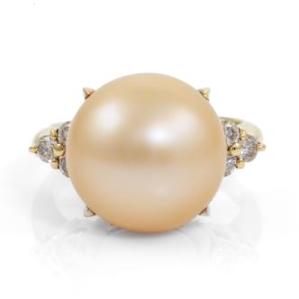 13.6mm South Sea Pearl and Diamond Ring