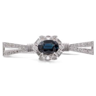 2.80ct Sapphire and Diamond Brooch